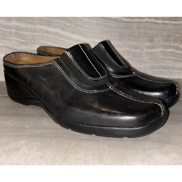 Naturalizer Shoes Womens 6.5 M Allia Clogs Mules Slip On Comfort Black Leather - Picture 1 of 11